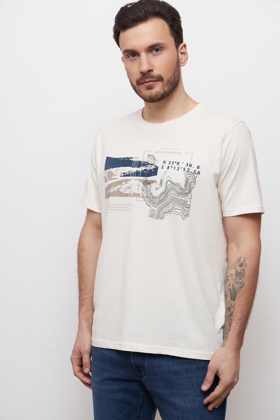 Футболка Casa Moda с принтом бежевая