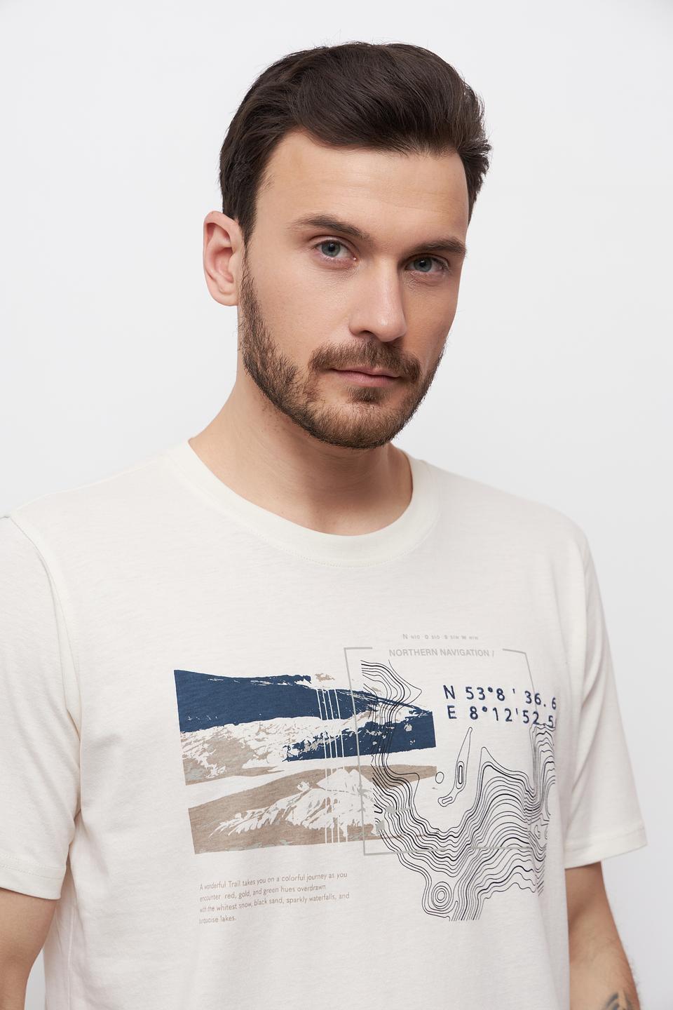 Футболка Casa Moda с принтом бежевая