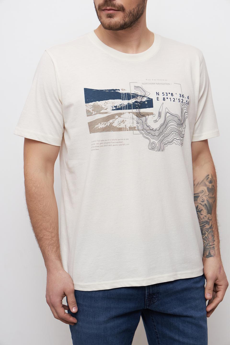 Футболка Casa Moda с принтом бежевая