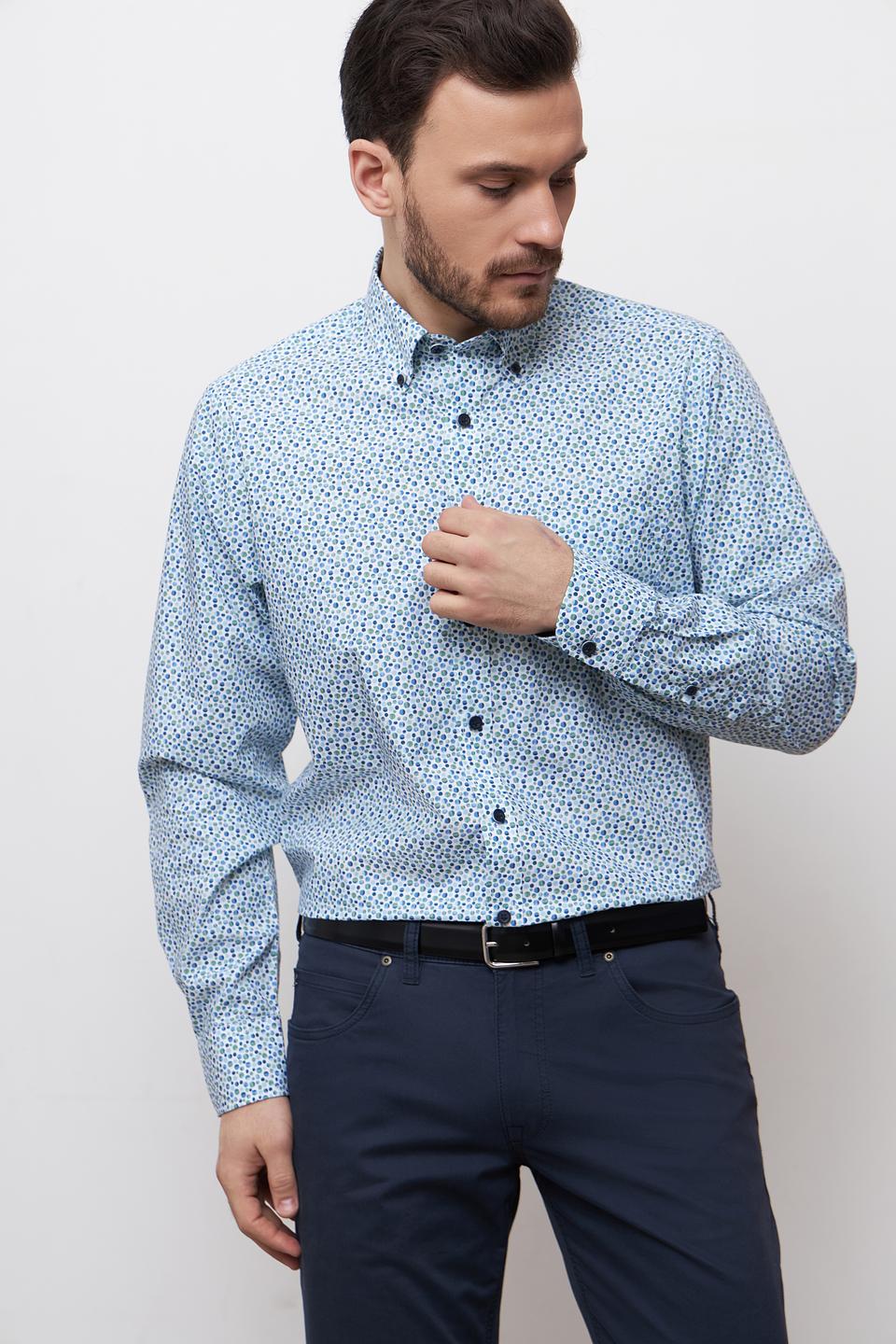 Рубашка Casa Moda с принтом голубой
