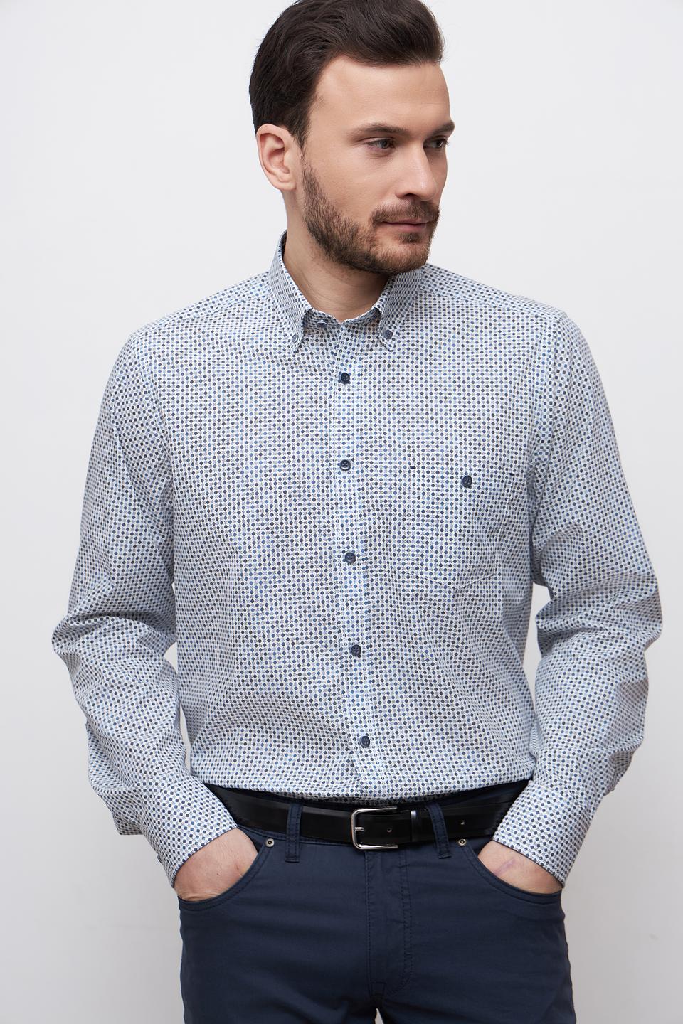 Рубашка Casa Moda в мелкий принт голубой