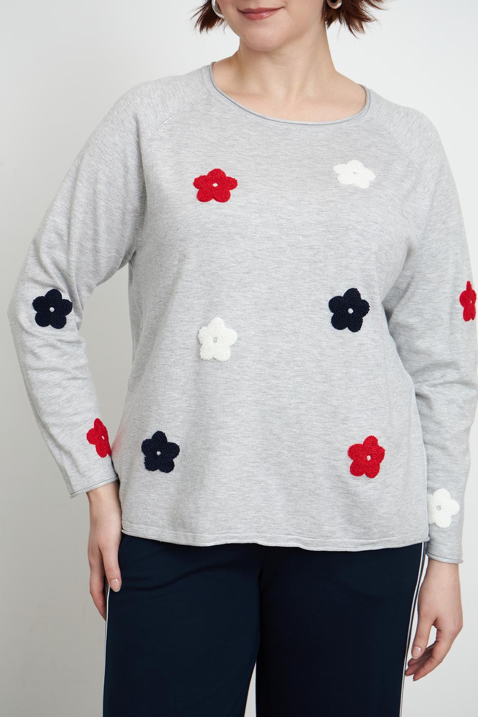 Пуловер Via Appia с цветами серый