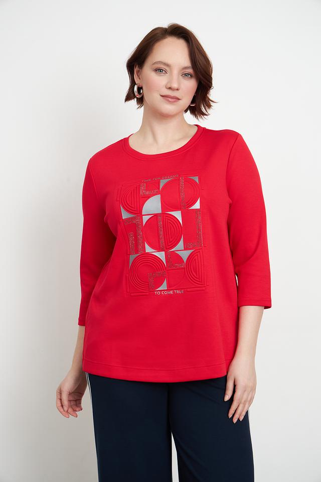 Пуловер Via Appia с принтом красный