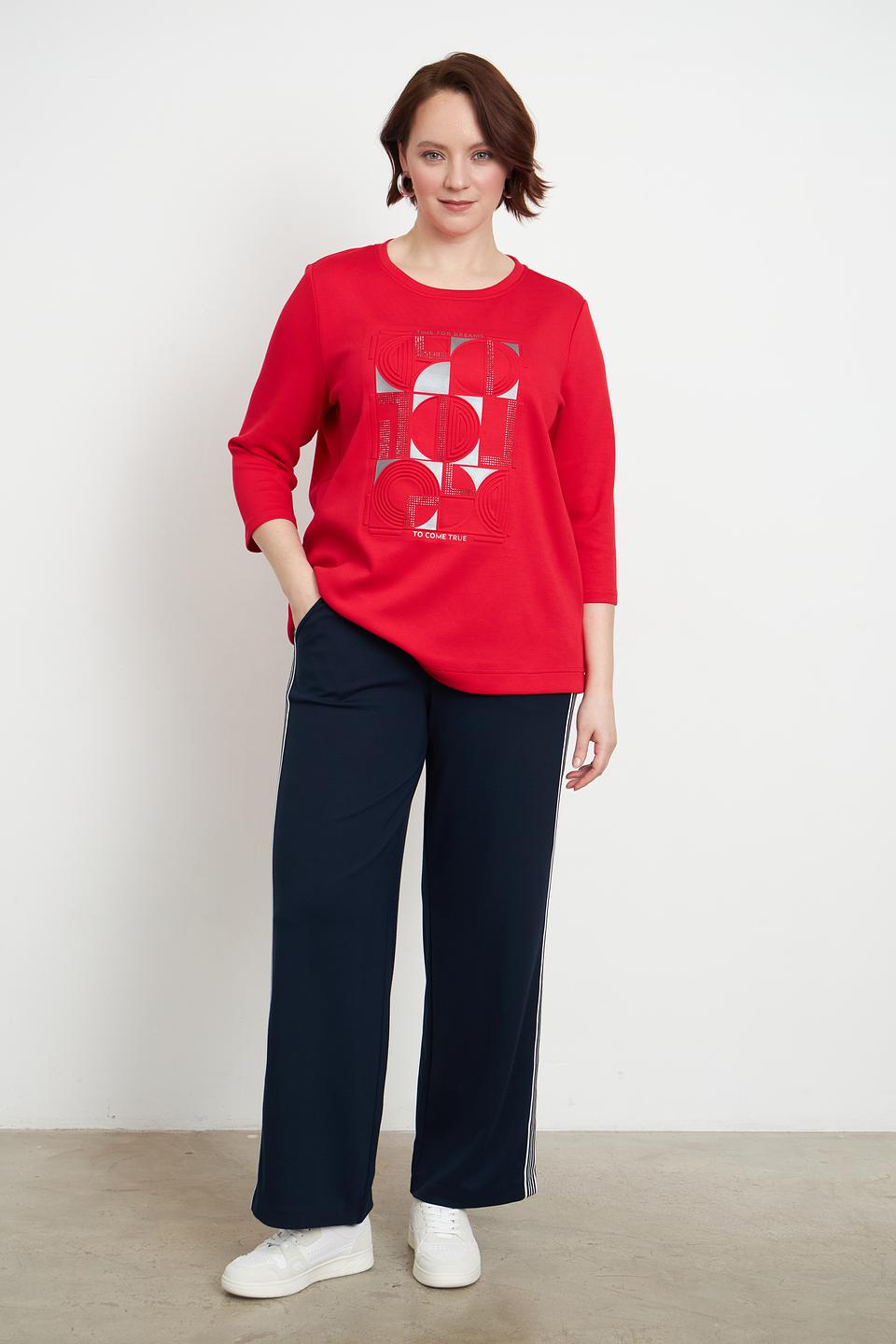 Пуловер Via Appia с принтом красный