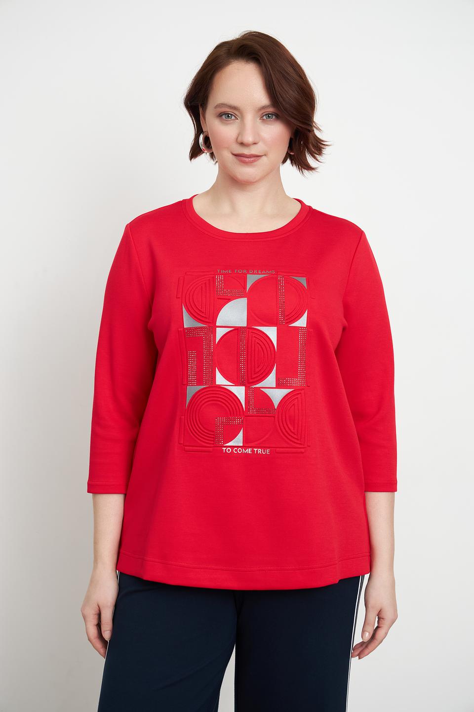 Пуловер Via Appia с принтом красный