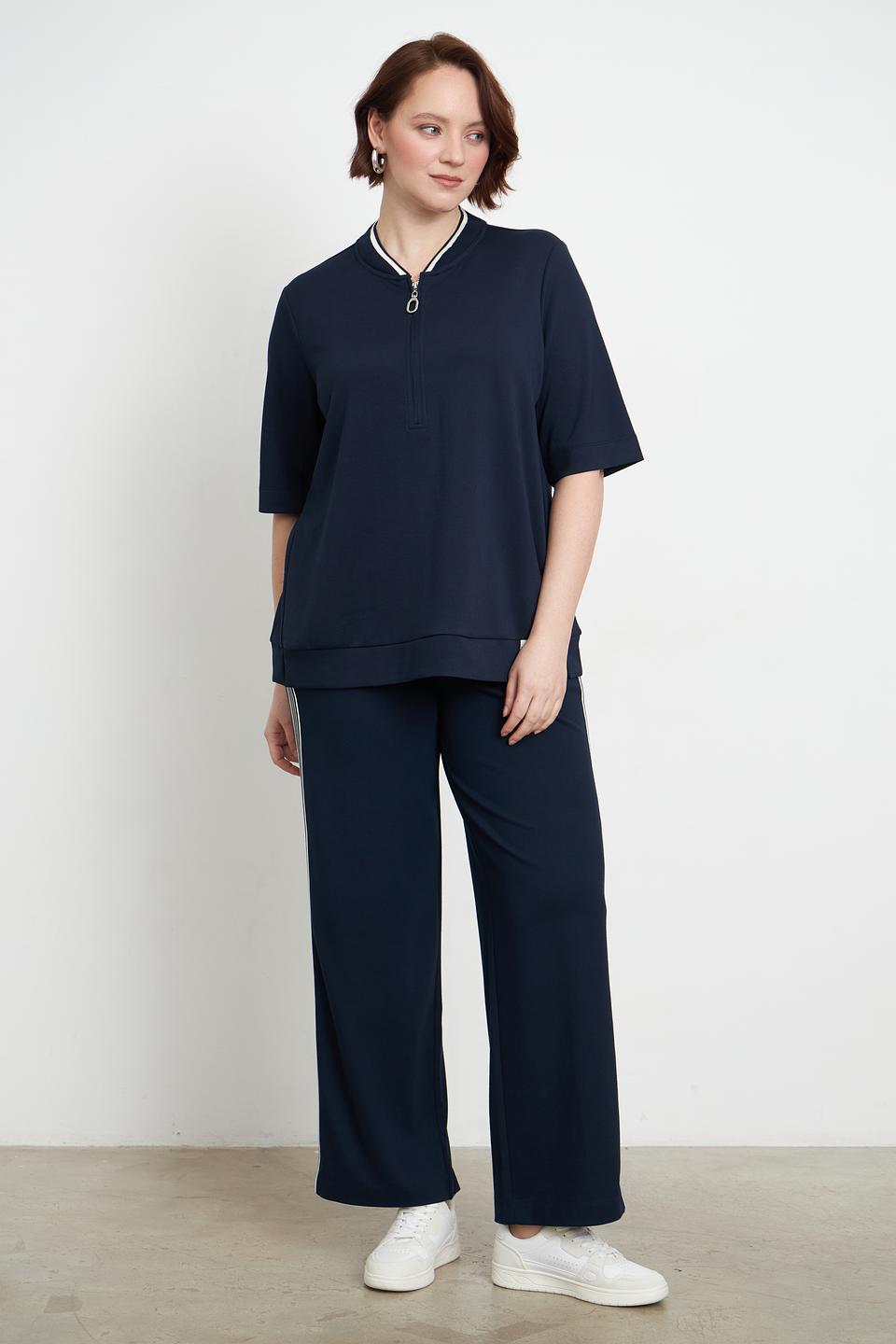 Пуловер Frapp с молнией темно-синий