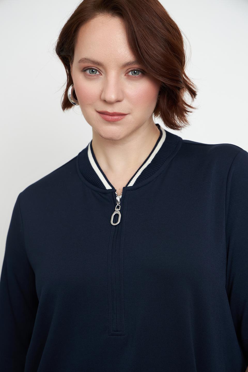 Пуловер Frapp с молнией темно-синий