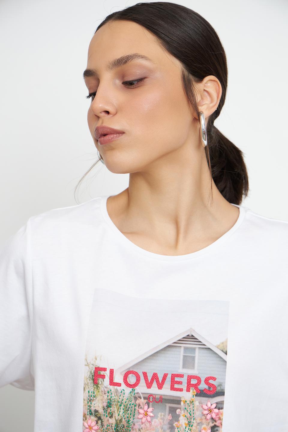 Футболка Oui с цветочным принтом