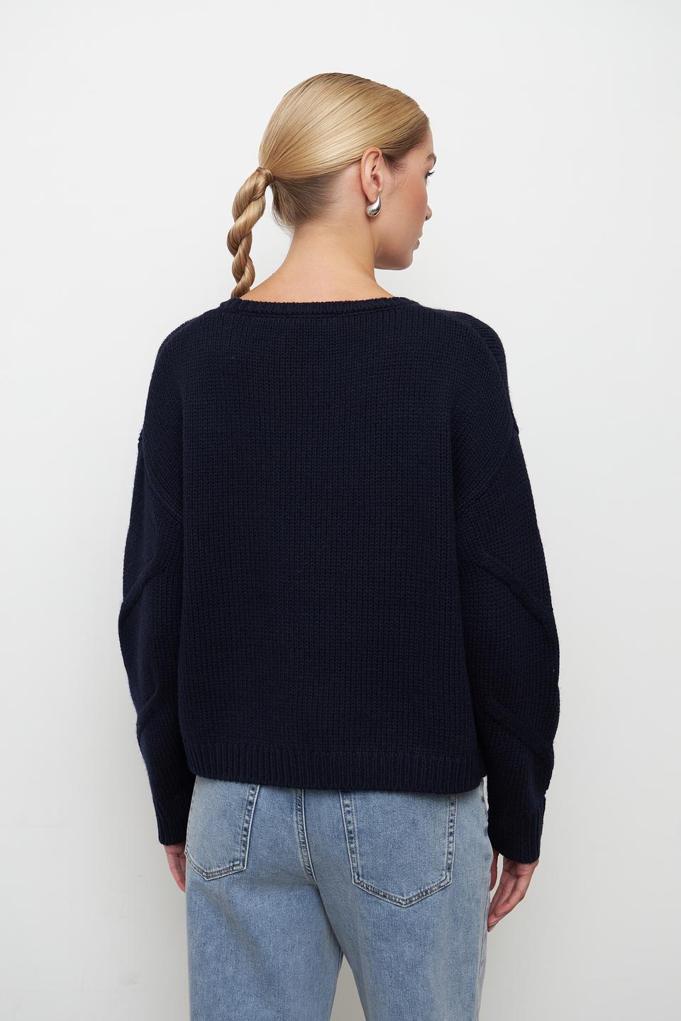 Пуловер Lecomte с бусинами тёмно-синий