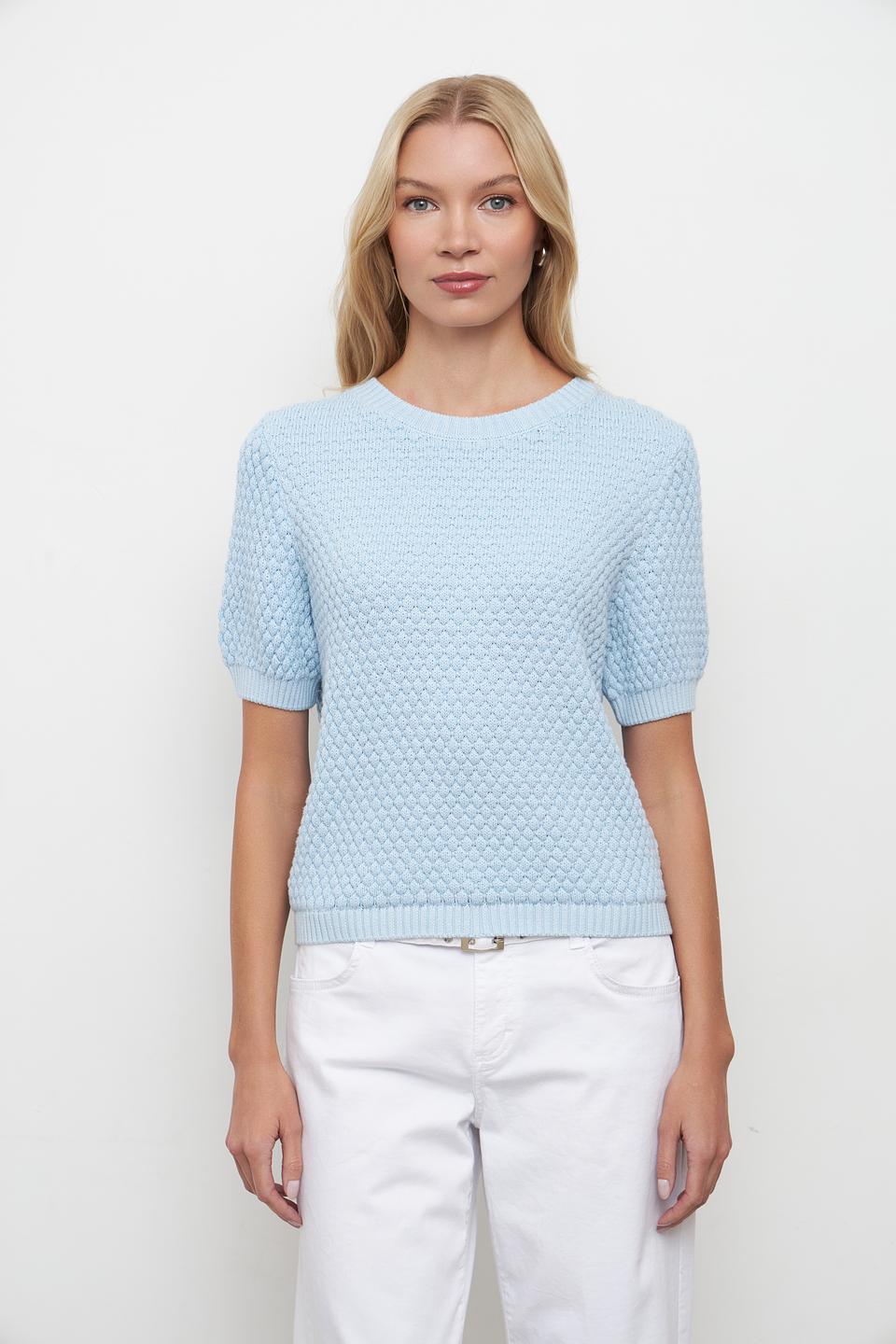 Пуловер Oui голубой с коротким рукавом