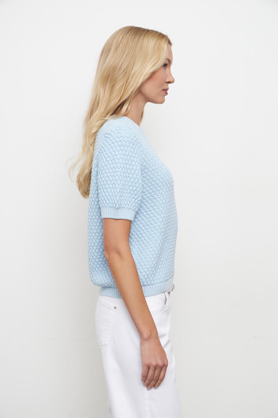 Пуловер Oui голубой с коротким рукавом