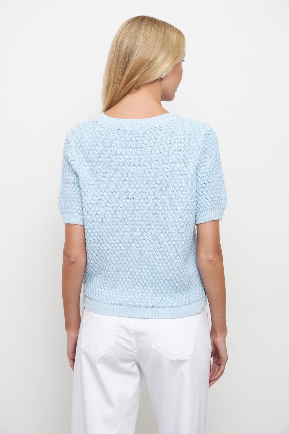 Пуловер Oui голубой с коротким рукавом