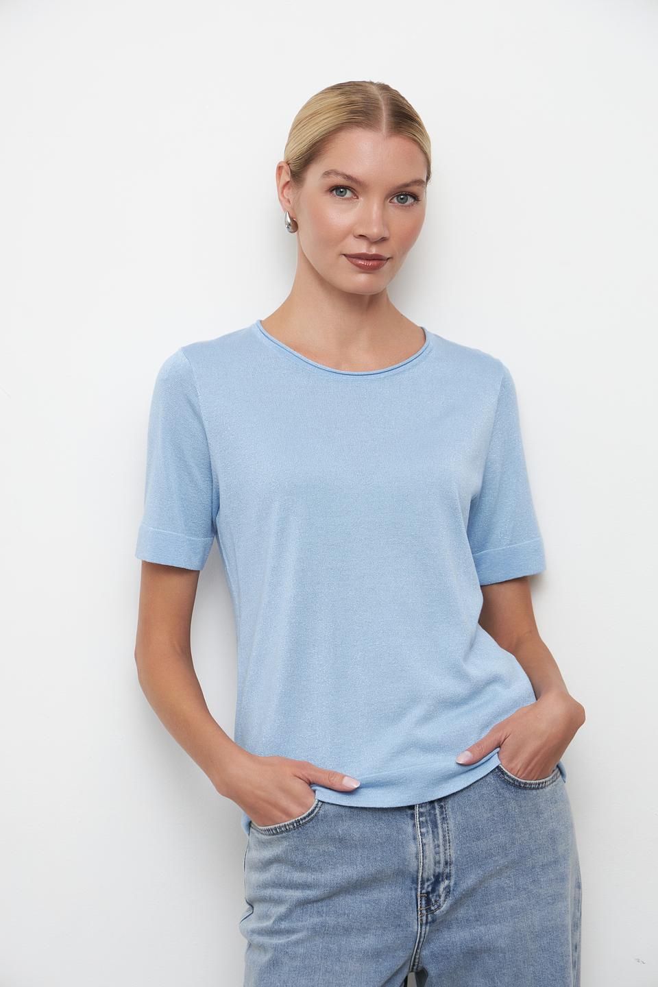 Пуловер Bianca с мерцанием голубой