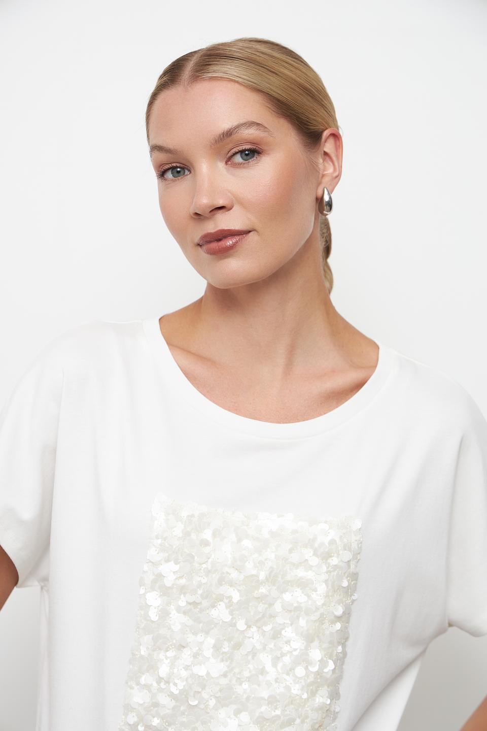 Футболка Oui с пайетками белый