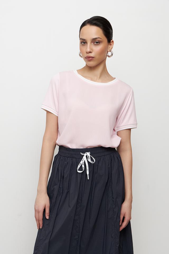 Блуза MORE and MORE розовая с отделкой