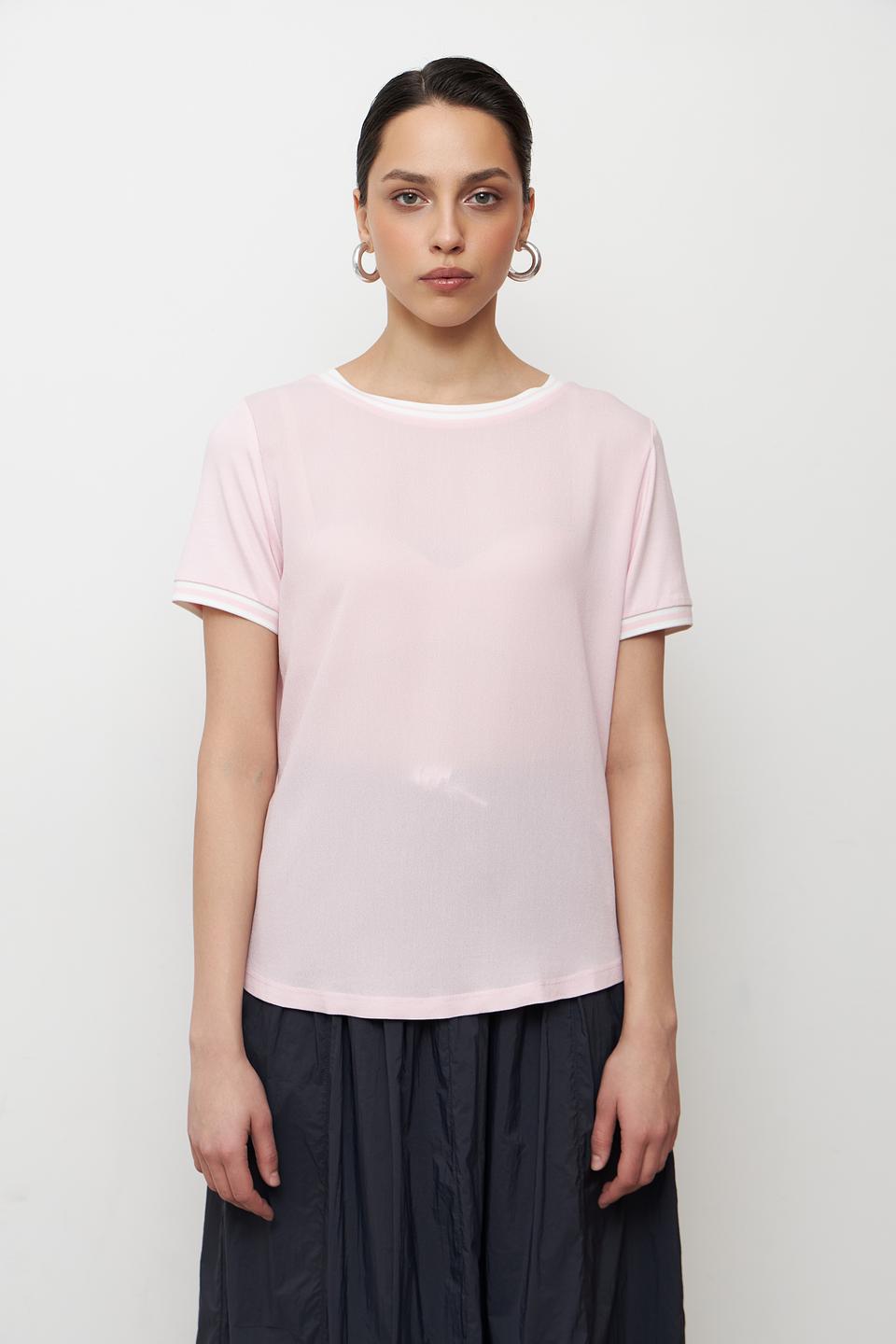 Блуза MORE and MORE розовая с отделкой