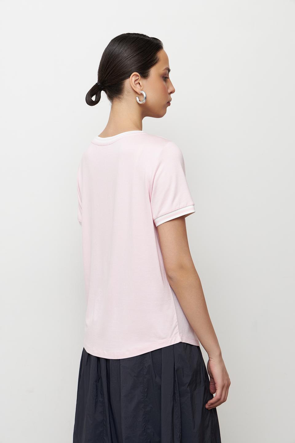 Блуза MORE and MORE розовая с отделкой