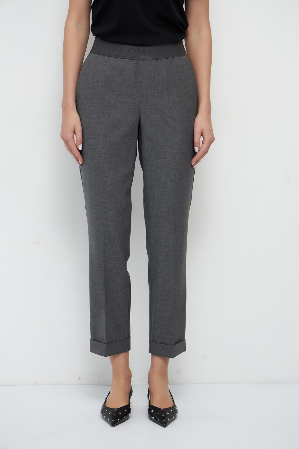 Брюки Oui серые с манжетами