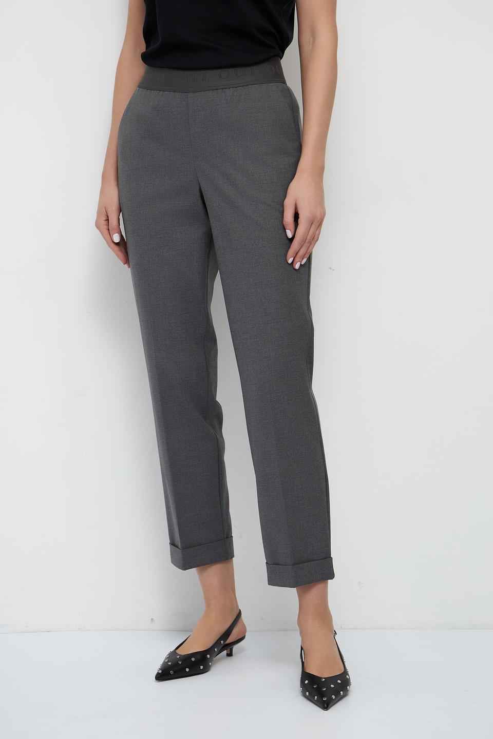 Брюки Oui серые с манжетами