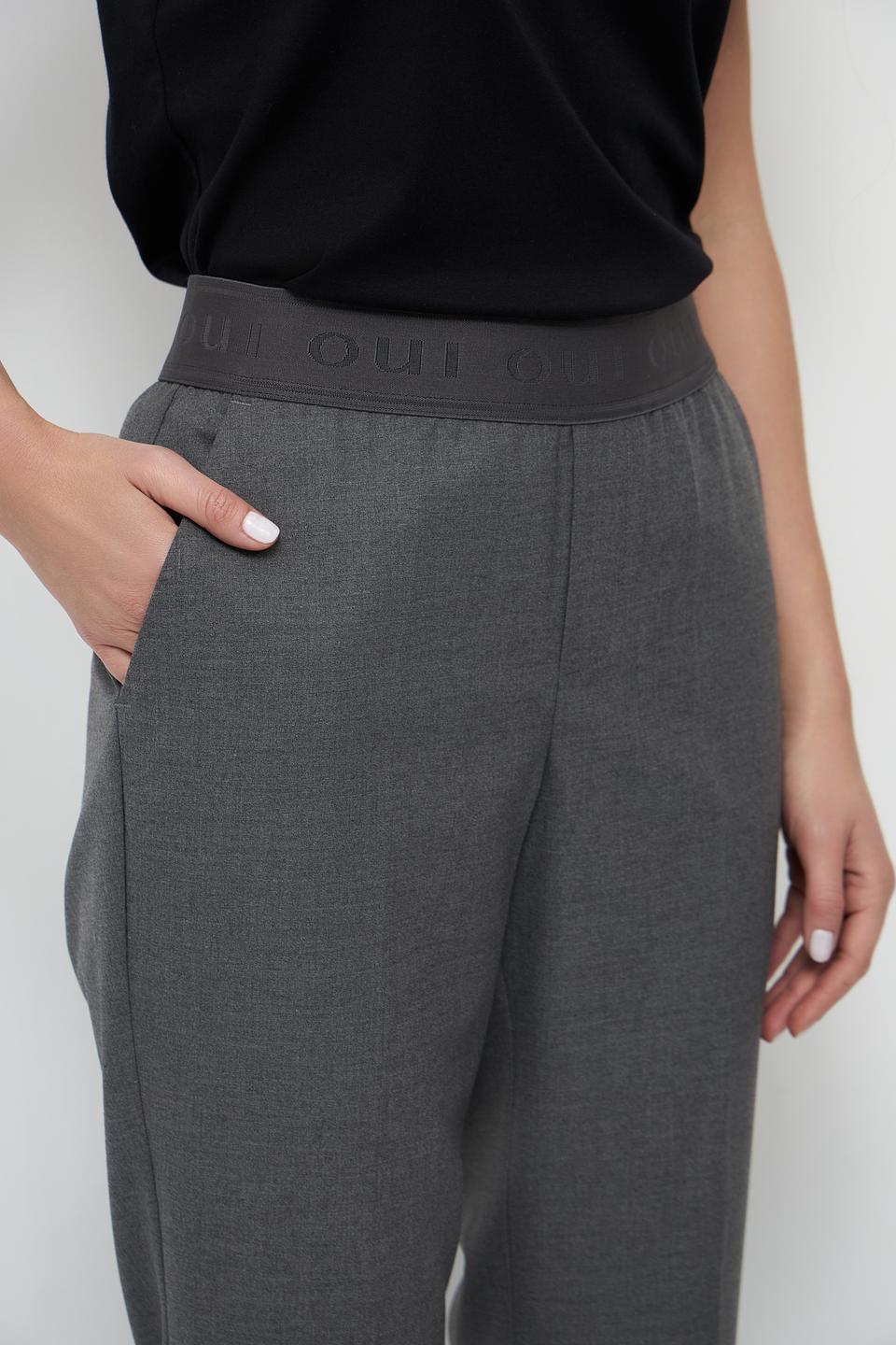 Брюки Oui серые с манжетами
