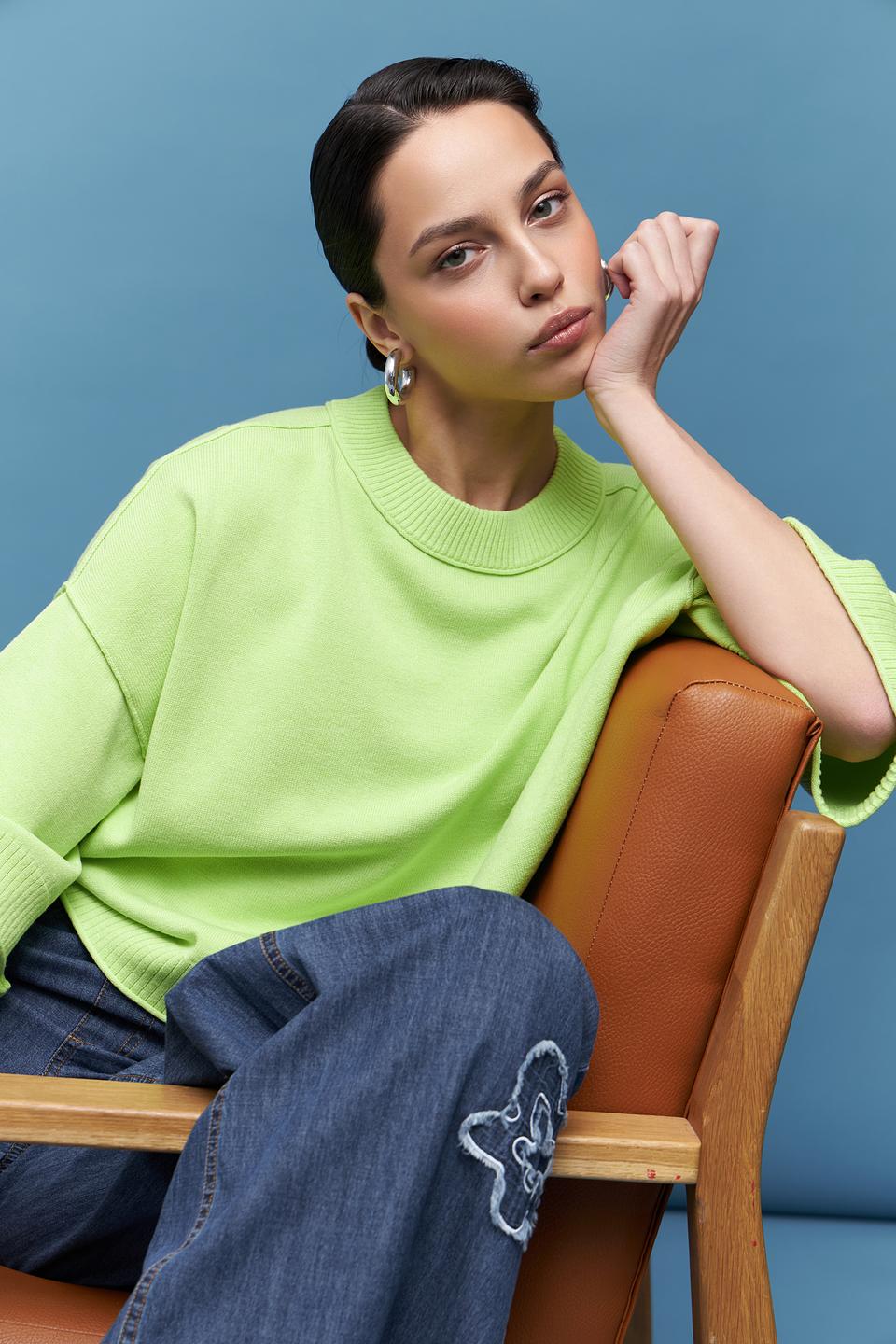 Пуловер Lecomte лайм с коротким рукавом