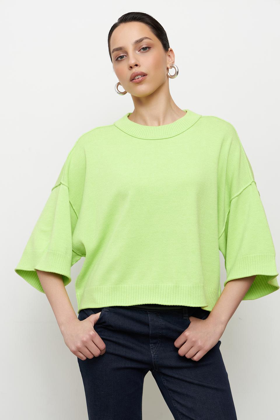 Пуловер Lecomte лайм с коротким рукавом