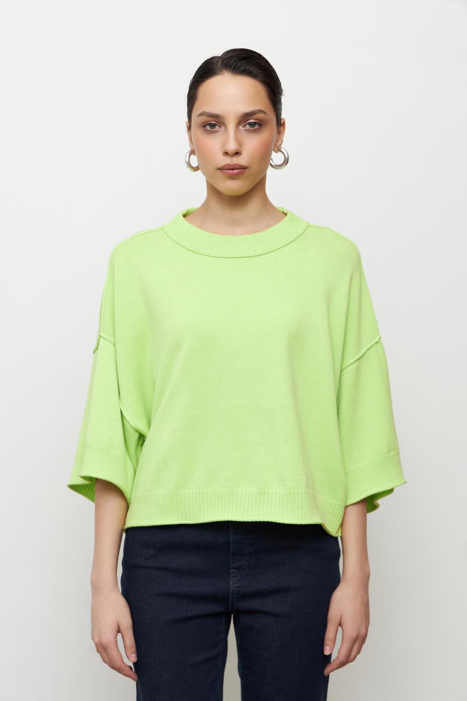 Пуловер Lecomte лайм с коротким рукавом