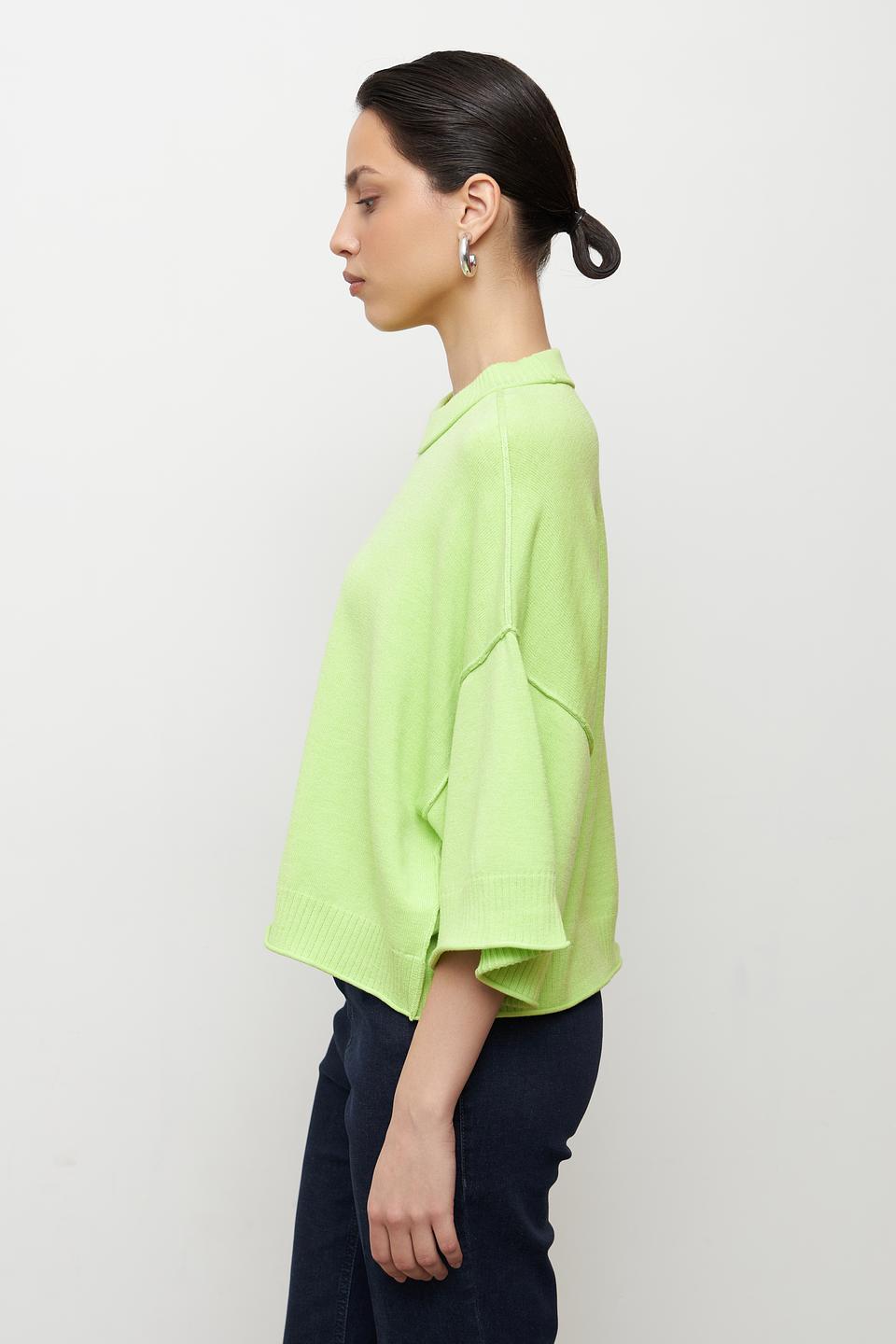 Пуловер Lecomte лайм с коротким рукавом