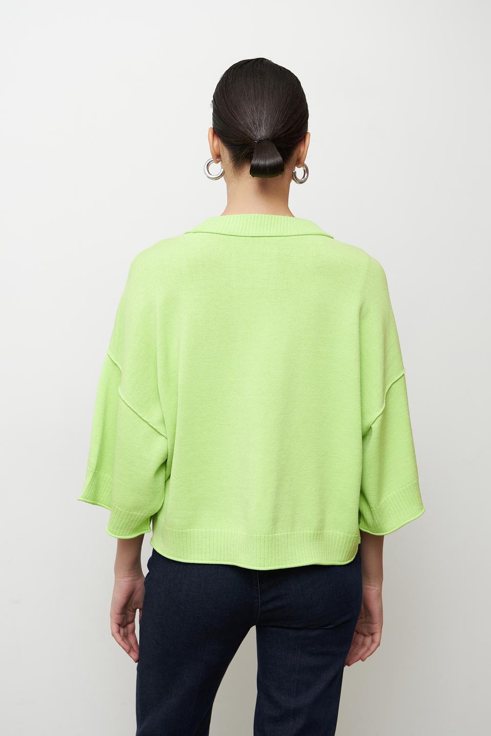 Пуловер Lecomte лайм с коротким рукавом