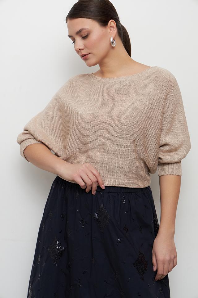 Пуловер MORE and MORE бежевый с рукавом-фонарик