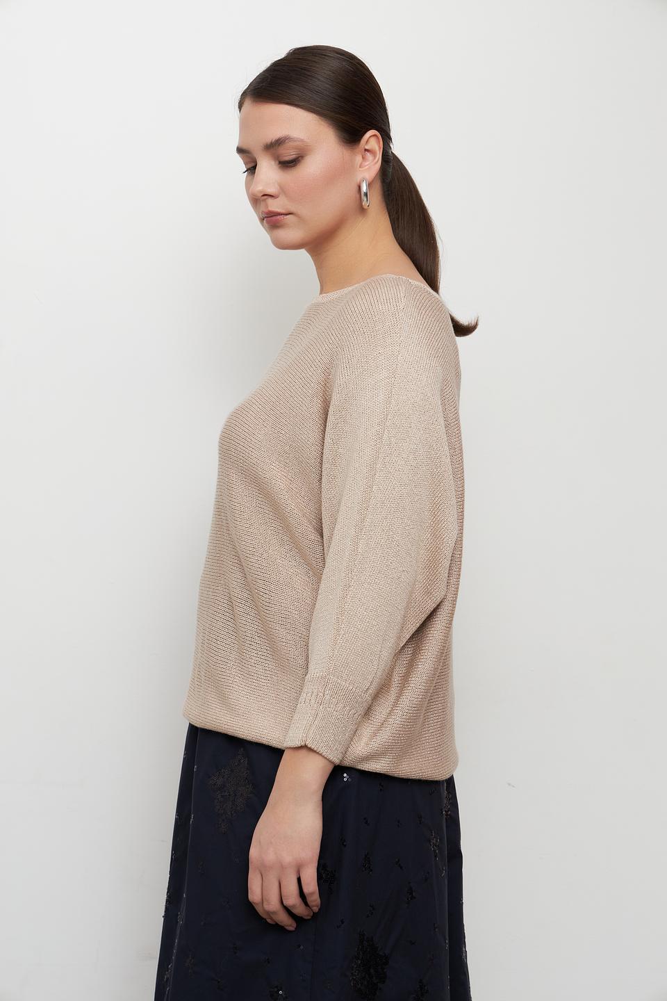 Пуловер MORE and MORE бежевый с рукавом-фонарик