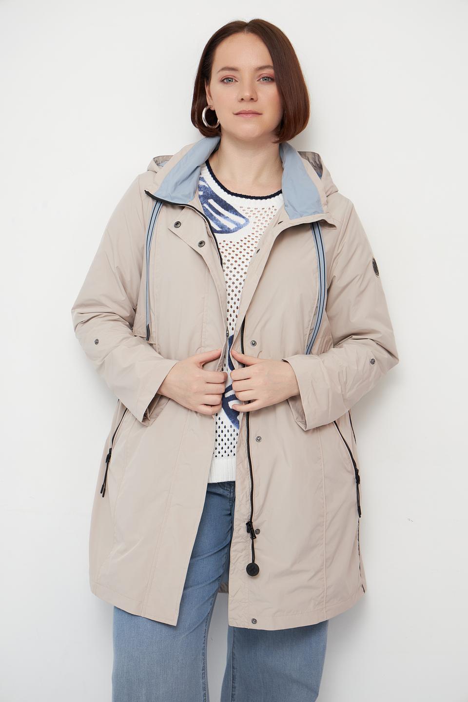 Плащ District бежевый с капюшоном