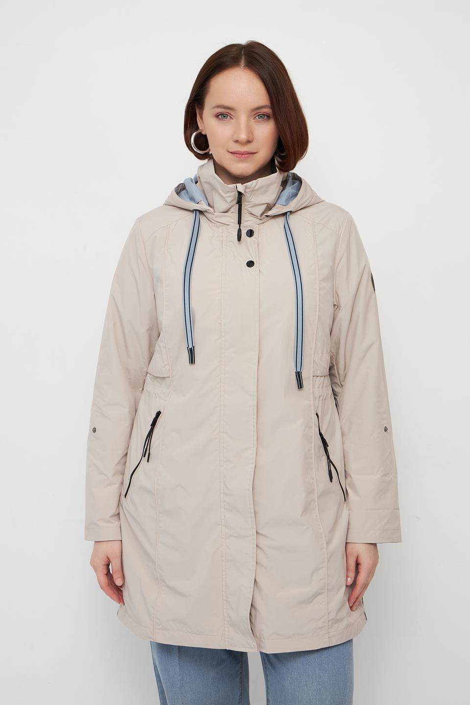 Плащ District бежевый с капюшоном