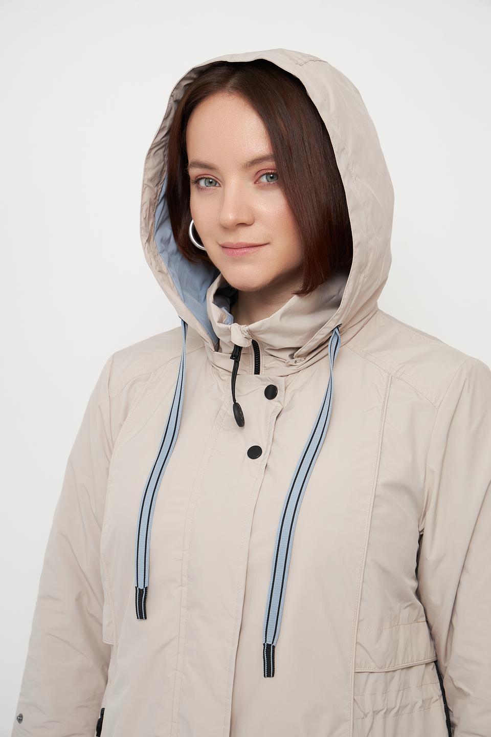 Плащ District бежевый с капюшоном