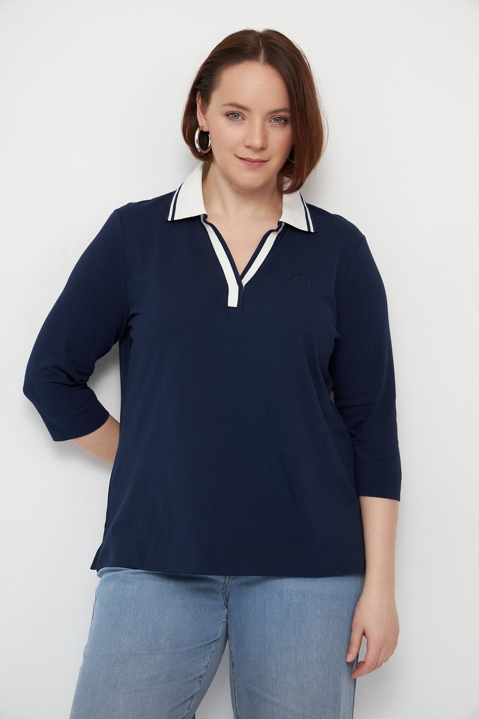 Поло Olsen c 3/4 рукавом, темно-синее