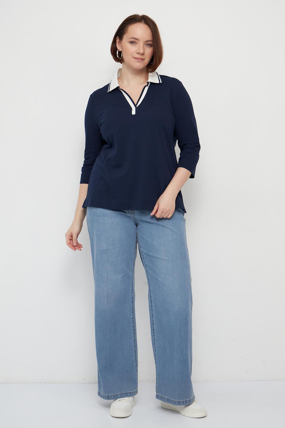 Поло Olsen c 3/4 рукавом, темно-синее