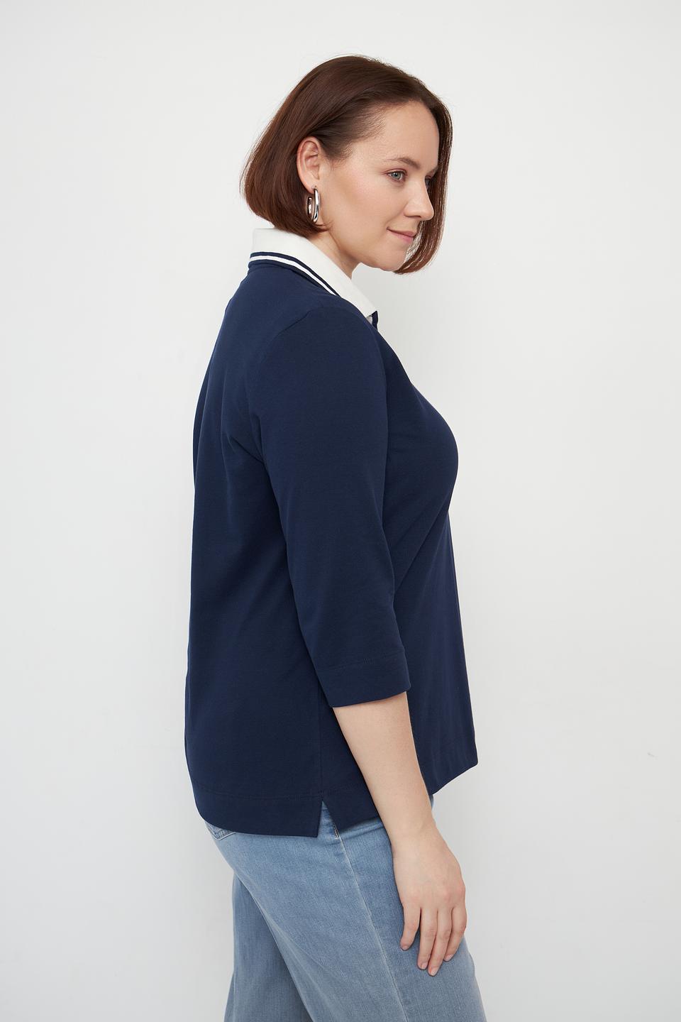 Поло Olsen c 3/4 рукавом, темно-синее