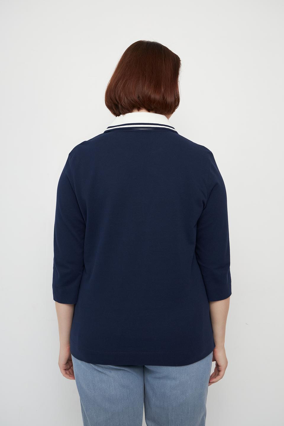 Поло Olsen c 3/4 рукавом, темно-синее