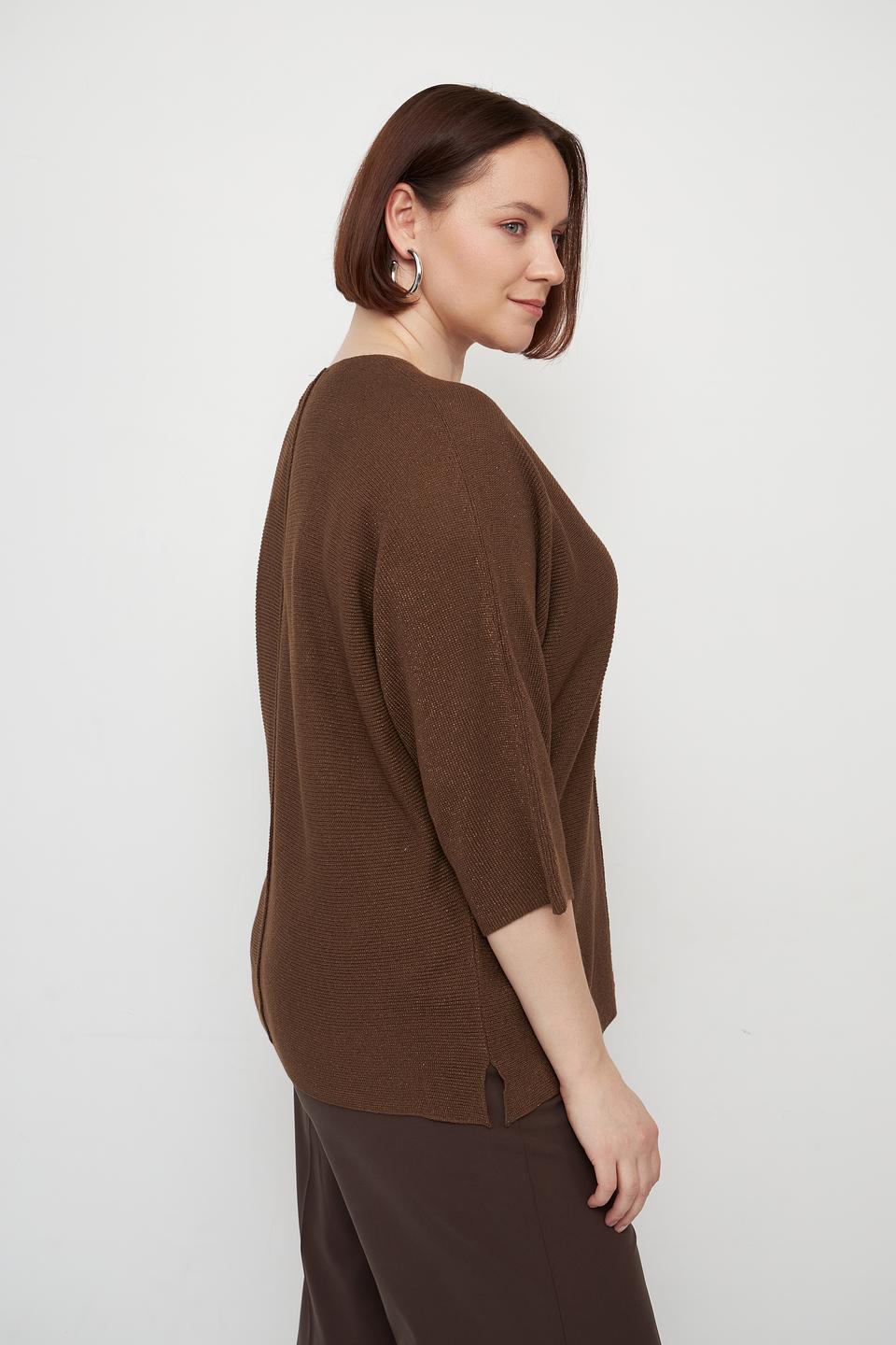 Пуловер Lecomte коричневый V-образный