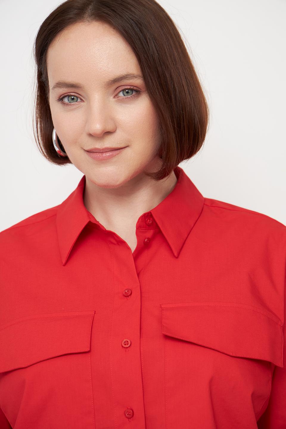 Блуза MORE and MORE красная с карманами