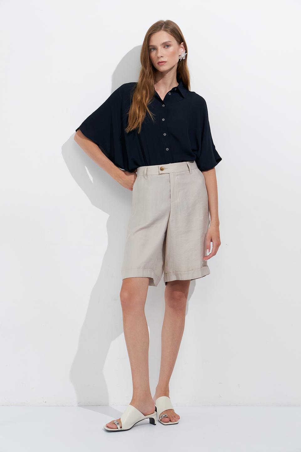 Блуза Zanetti свободного кроя темно-синяя