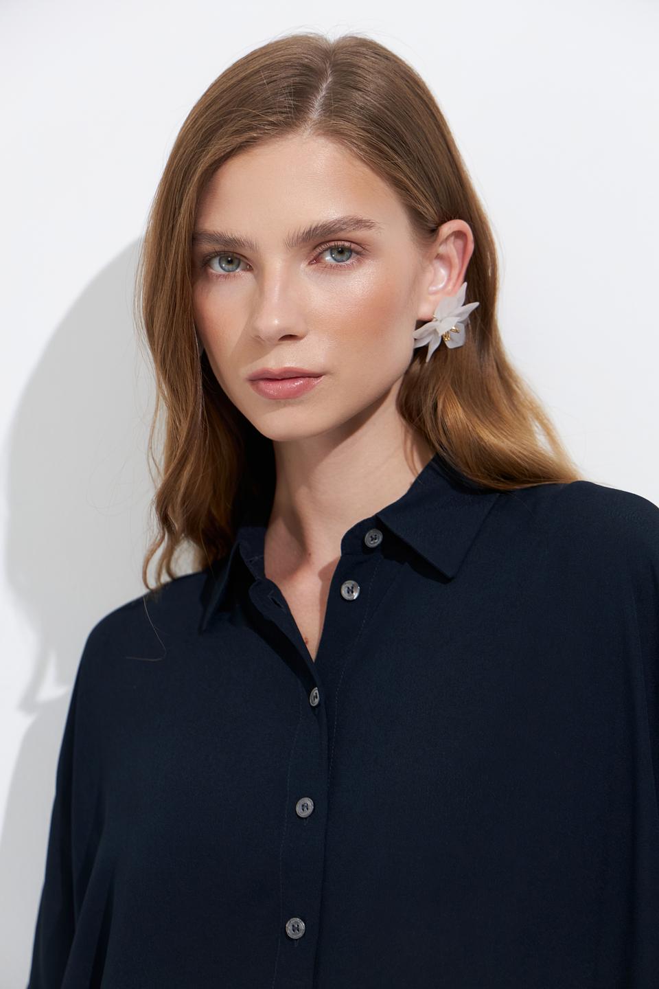 Блуза Zanetti свободного кроя темно-синяя