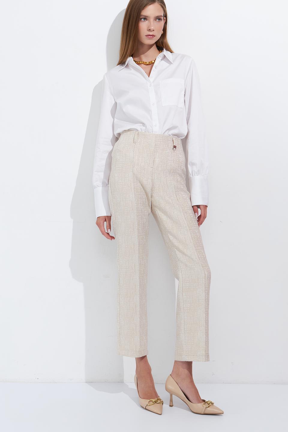 Брюки Bianca в клетку бежевые