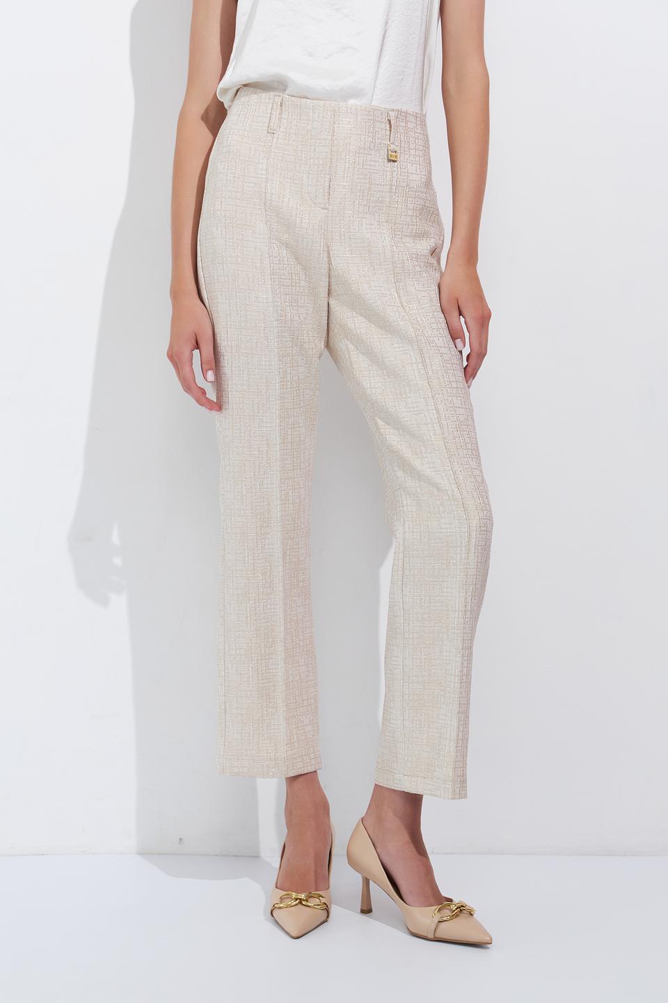 Брюки Bianca в клетку бежевые