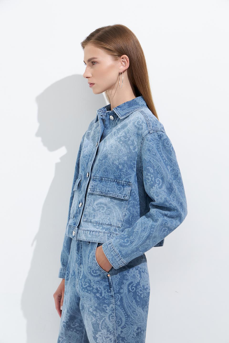 Жакет Oui в джинсовый узор голубой