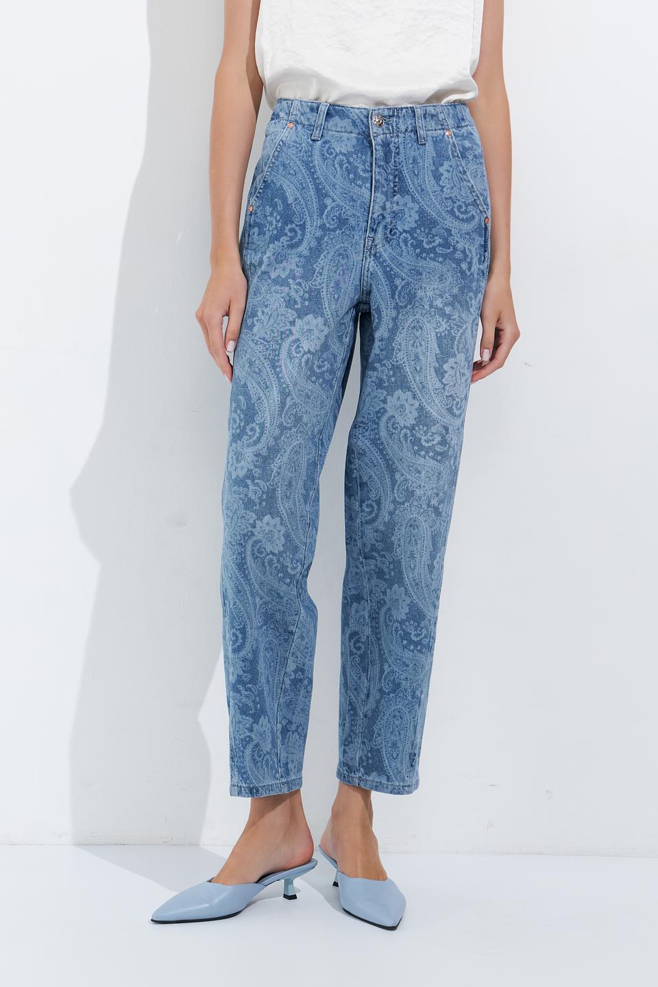 Джинсы Oui с узором пейсли голубые