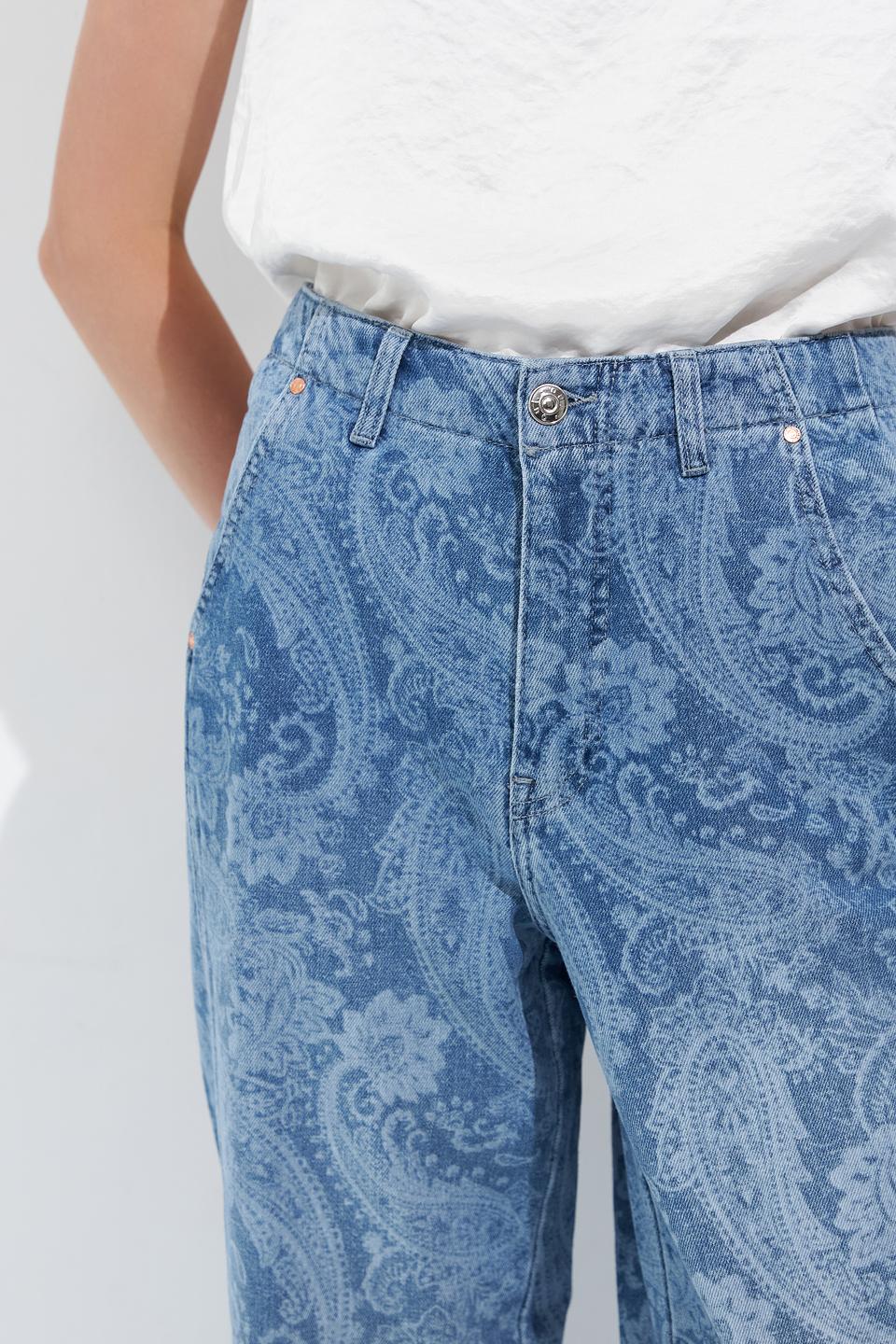 Джинсы Oui с узором пейсли голубые