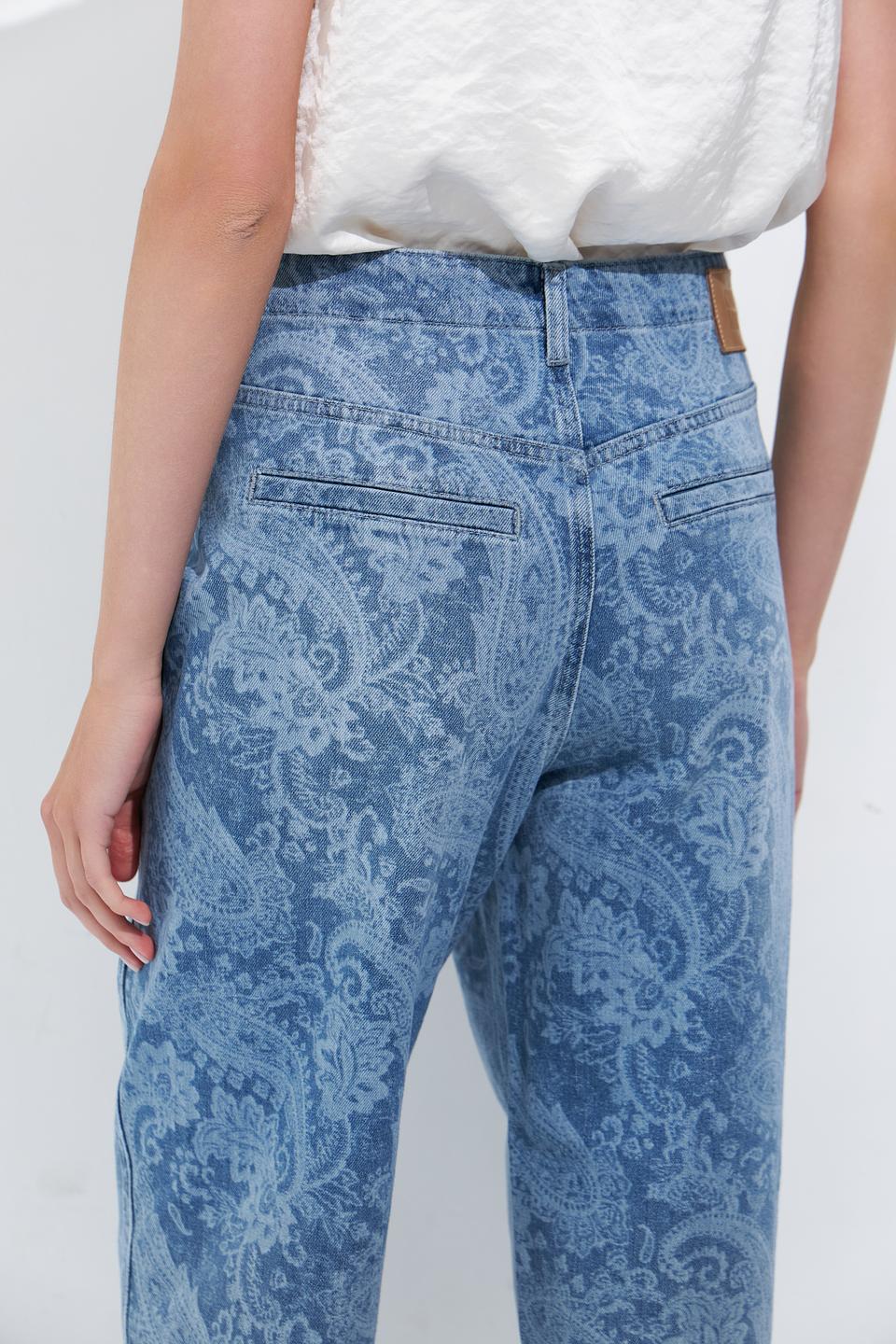Джинсы Oui с узором пейсли голубые