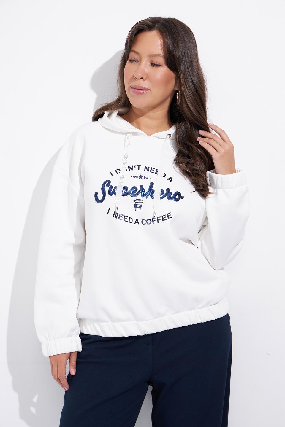 Худи MORE and MORE белый с принтом