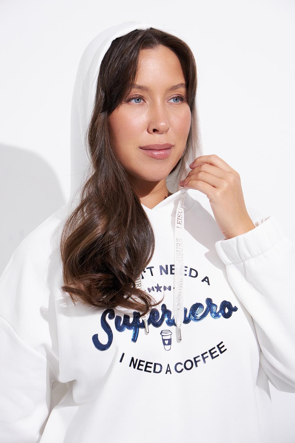 Худи MORE and MORE белый с принтом